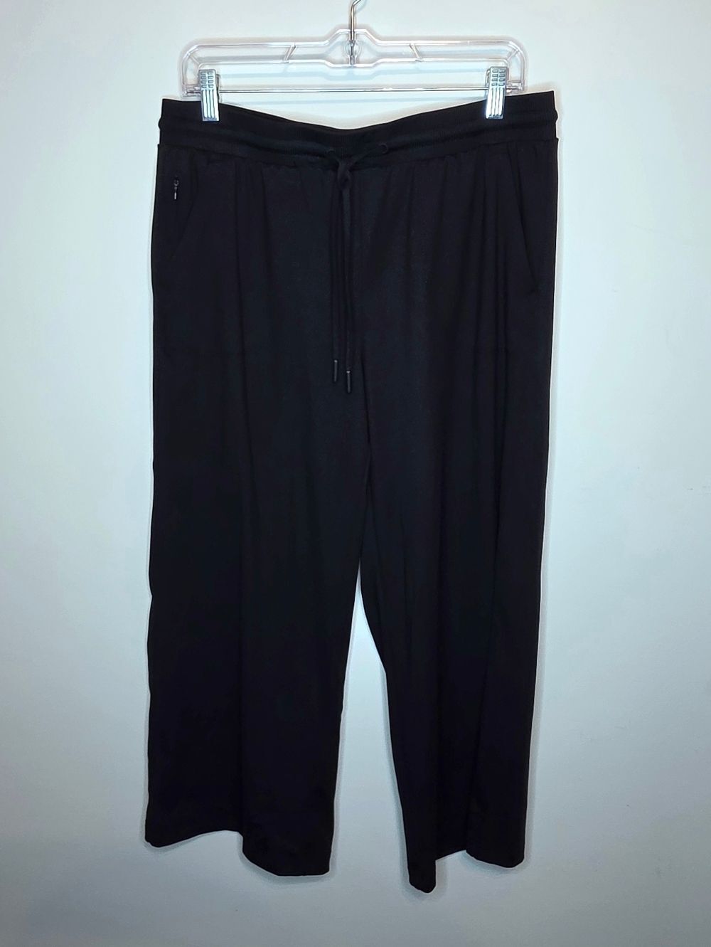 Rachel Zoe Black Wide Leg Cropped Pants Drawstring Waist Size Large